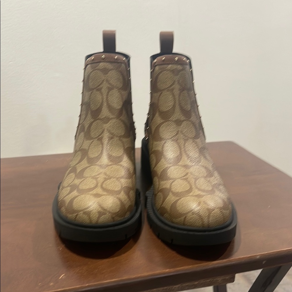 Tan Patterned Ankle Boots